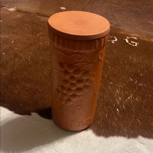 Vintage Gourmet Topf Terracotta Wine Crock - Elegant Grape Design